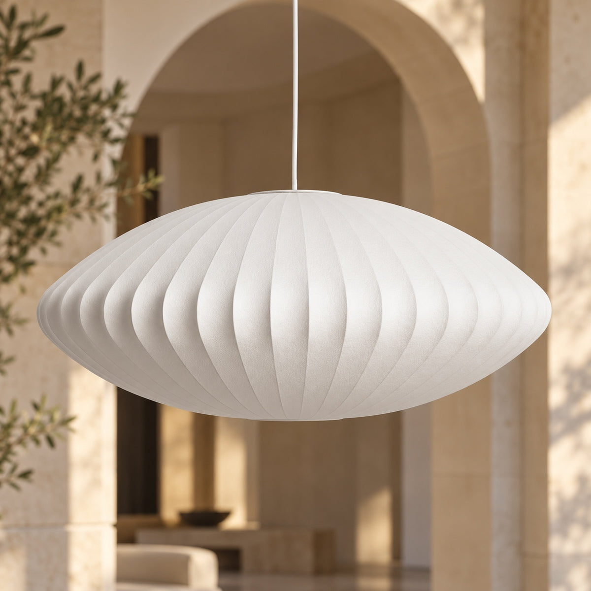 Modern Pendant Lighting Adjustable Height Steel Wireframe Silk Shade Dimmable Light