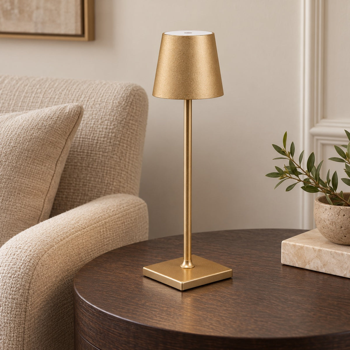 Modern Cordless Table Lamp Adjustable Brightness Rechargeable Battery LED Design for Home Office