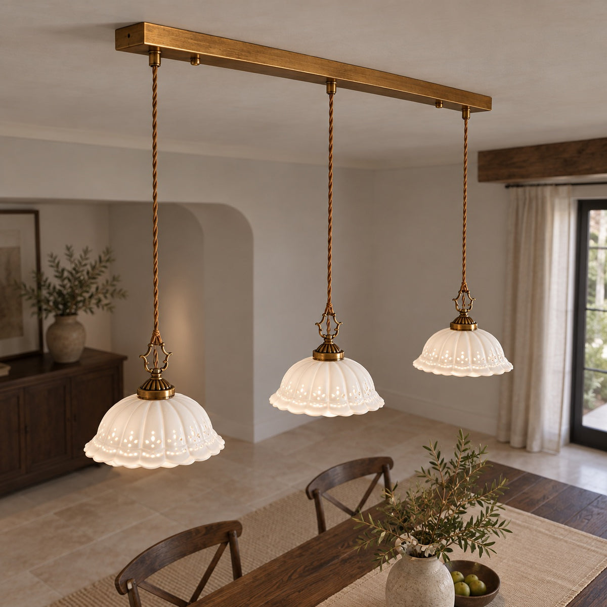 Modern Black Pendant Lighting Hanging Metal Fixture with Adjustable LED for Kitchen Island