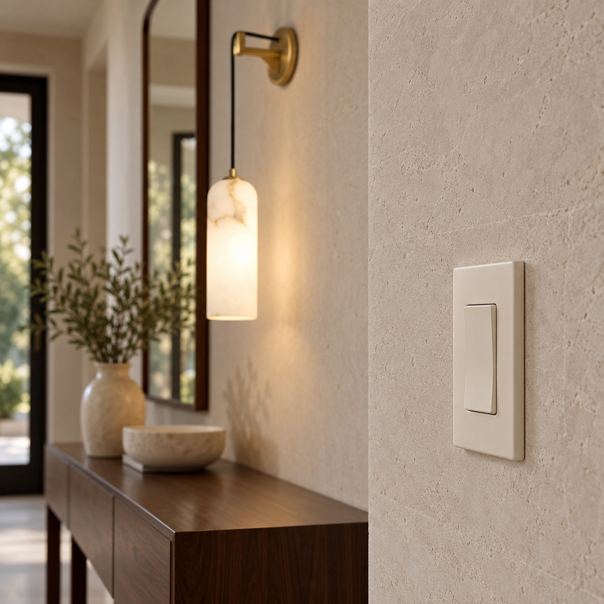 Modern Wall Lamp Wall Mounted Brass Alabaster Shade LED E14 Socket Indoor Lighting