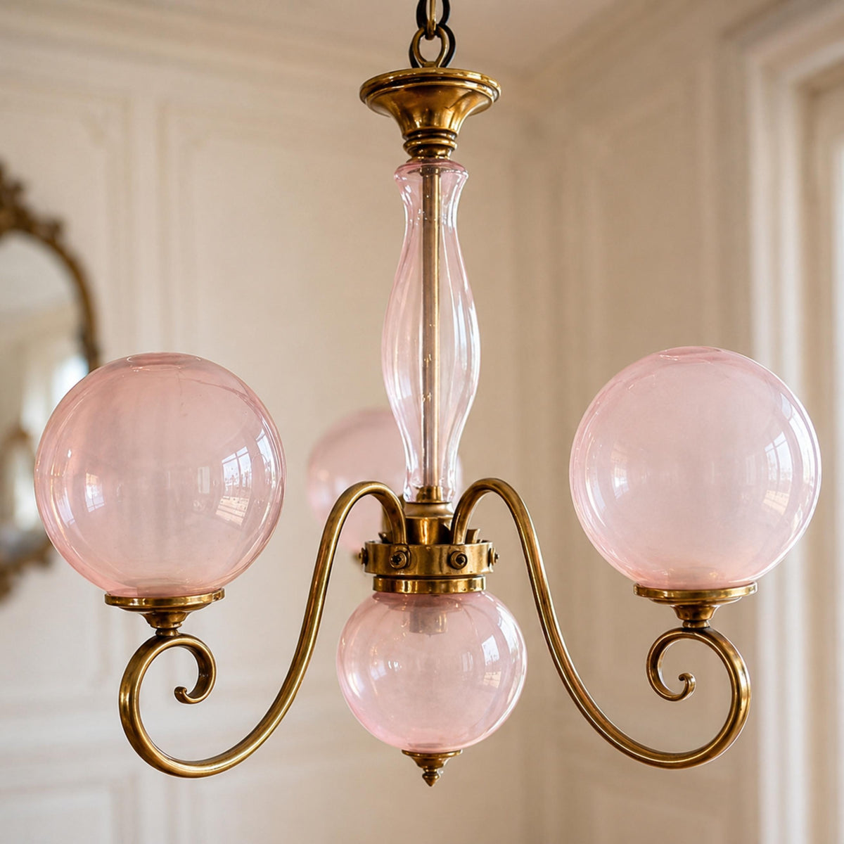 Modern Glass Chandelier Hanging Light Fixture Adjustable Height LED Compatible for Dining Room