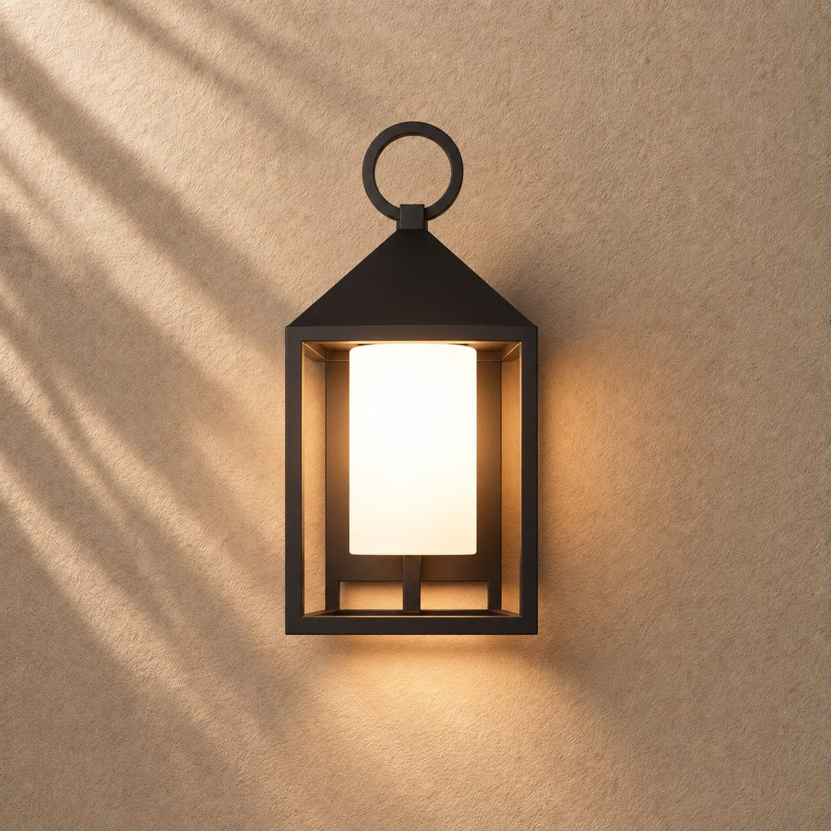 Modern Rustic Outdoor Wall Light Rectangular Lantern Die-Cast Aluminum LED 3000K Waterproof