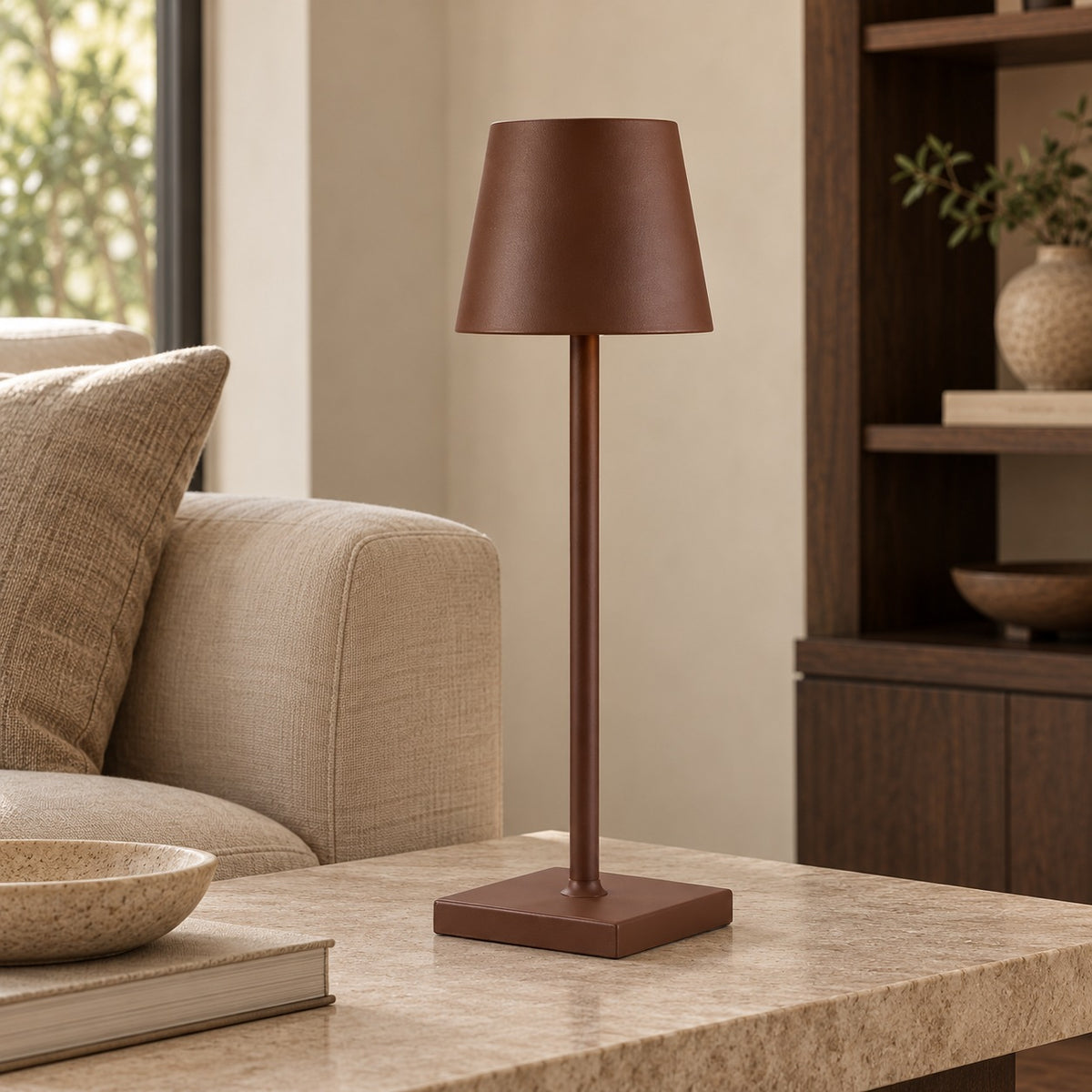 Modern Cordless Table Lamp Adjustable Brightness Rechargeable Battery LED Design for Home Office