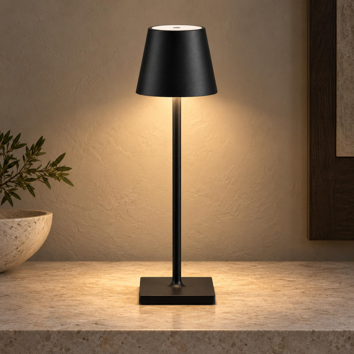 Modern Cordless Table Lamp Adjustable Brightness Rechargeable Battery LED Design for Home Office