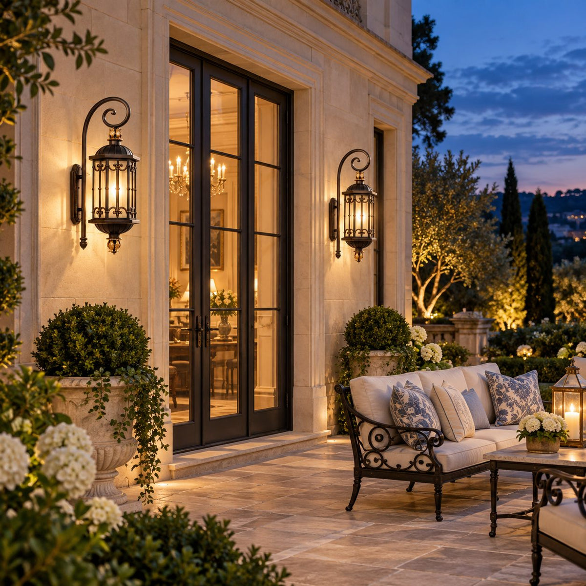 Large Traditional IP65 Outdoor Wall Light with Acid-Etched Glass & Sand Bronze Finish