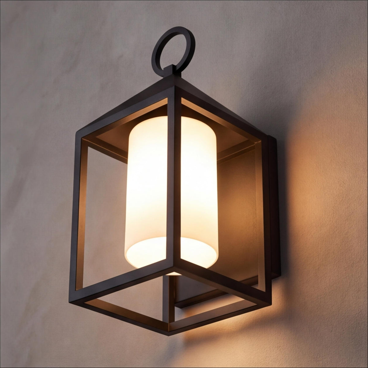 Modern Rustic Outdoor Wall Light Rectangular Lantern Die-Cast Aluminum LED 3000K Waterproof