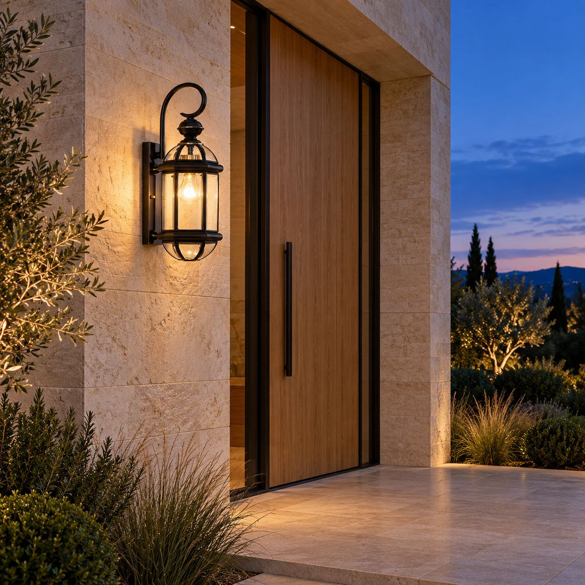 Vintage Outdoor Wall Light Brass Construction Clear Glass Shade Hardwired Waterproof IP56