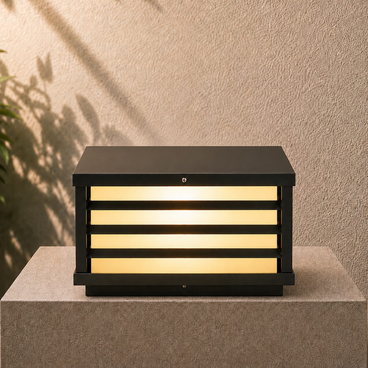 Modern Outdoor Wall Light Solar Die-Cast Aluminum Adjustable LED with Glass Shade
