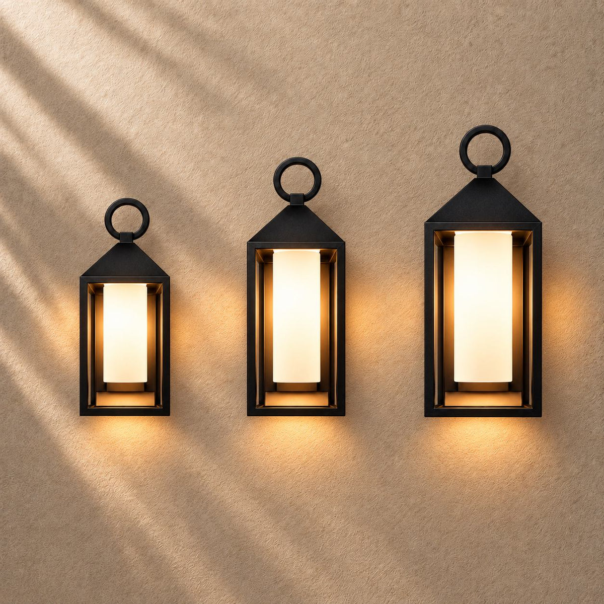 Modern Rustic Outdoor Wall Light Rectangular Lantern Die-Cast Aluminum LED 3000K Waterproof