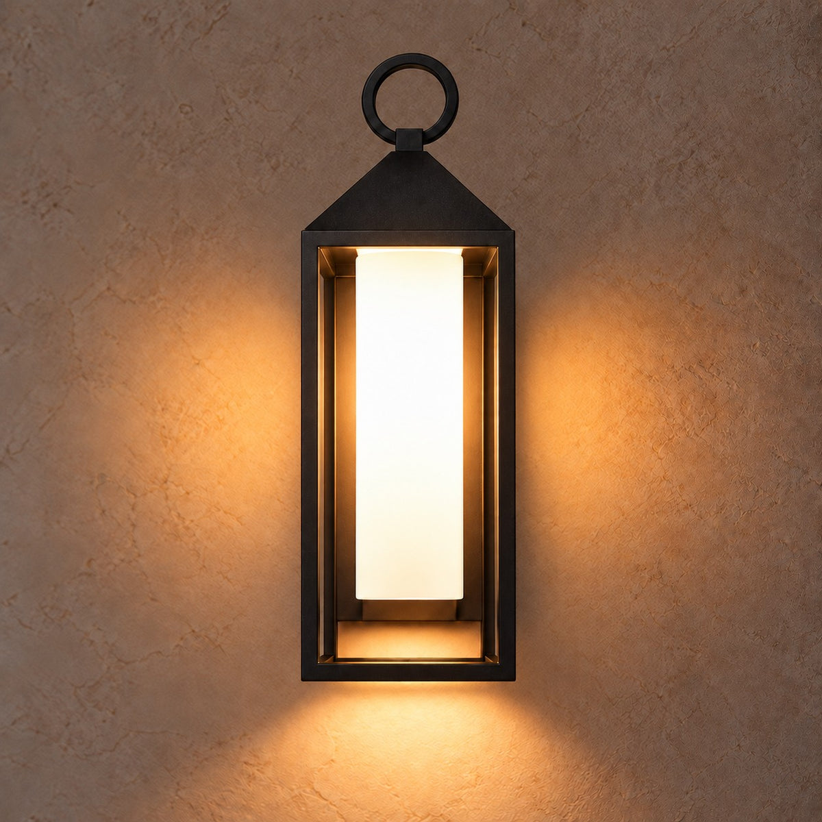 Modern Rustic Outdoor Wall Light Rectangular Lantern Die-Cast Aluminum LED 3000K Waterproof