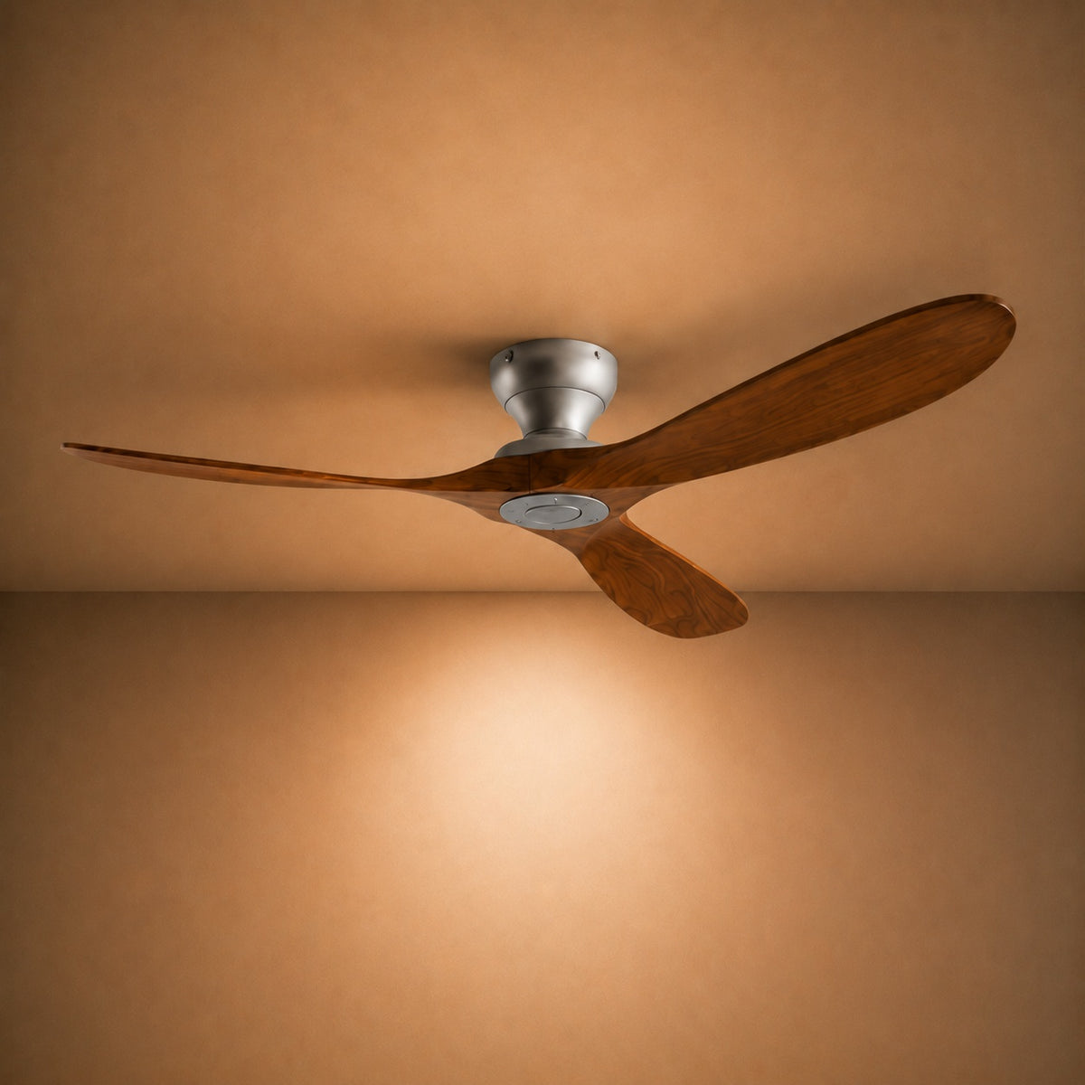 Modern Ceiling Fan with Wood Blades Flush Mount Quiet DC Motor 6-Speed Reversible Airflow