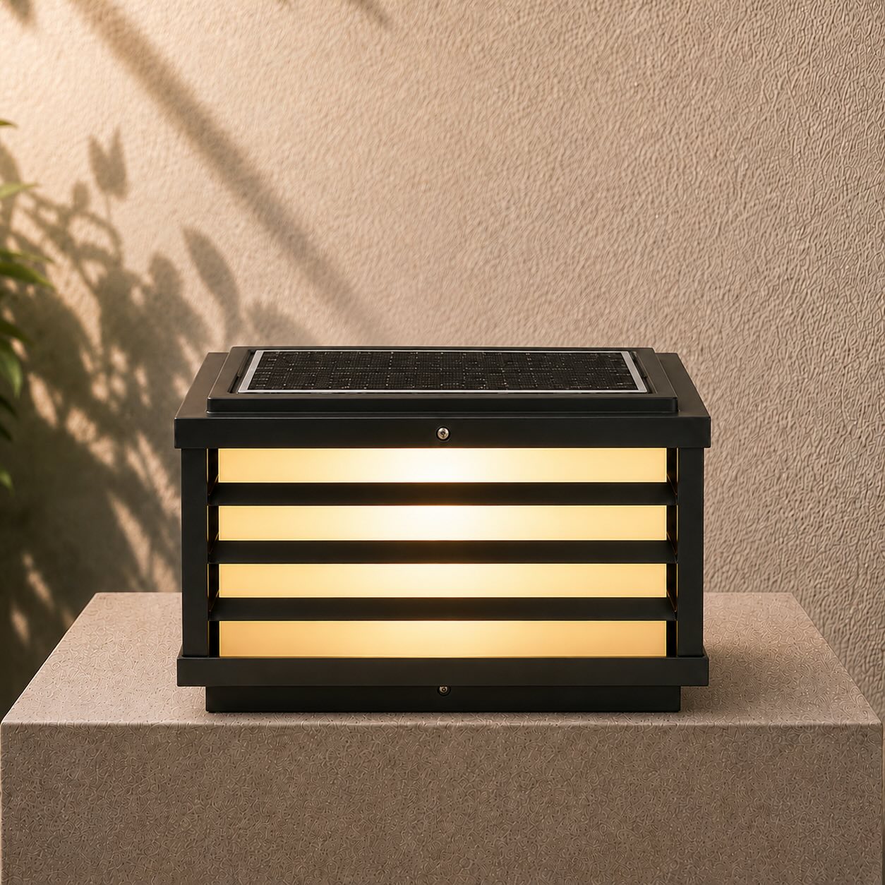 Modern Outdoor Wall Light Solar Die-Cast Aluminum Adjustable LED with Glass Shade