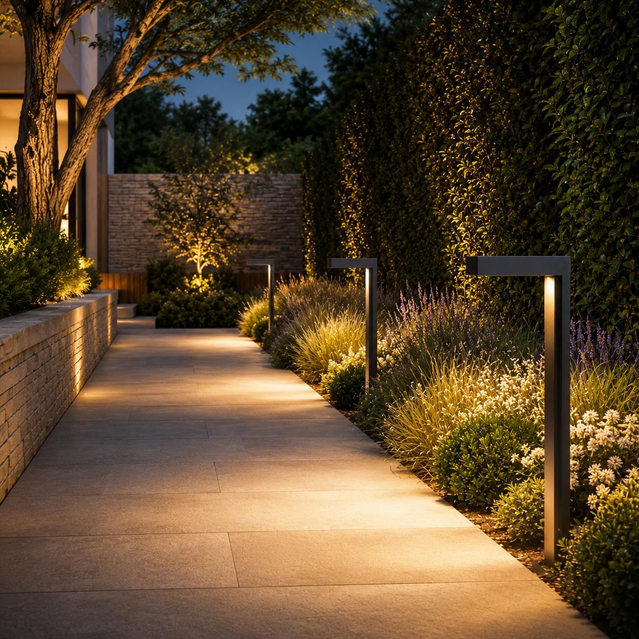Solar Outdoor Lights Modern Landscape Light Adjustable Height Aluminum Glass LED IP65