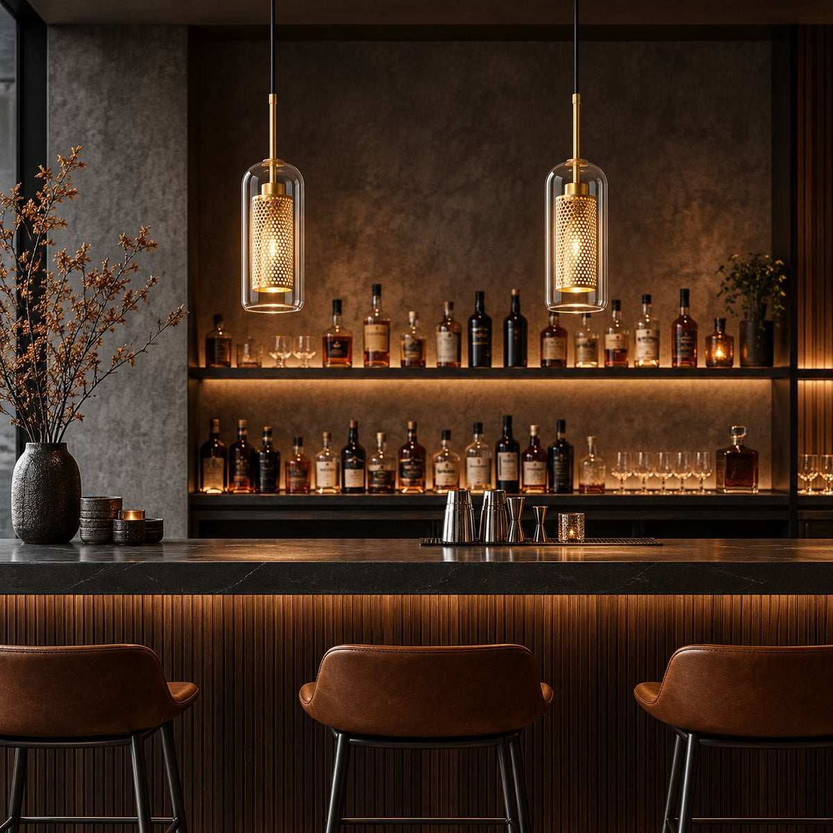Modern Glass Pendant Light Adjustable Hanging Fixture with LED Technology for Kitchen Island