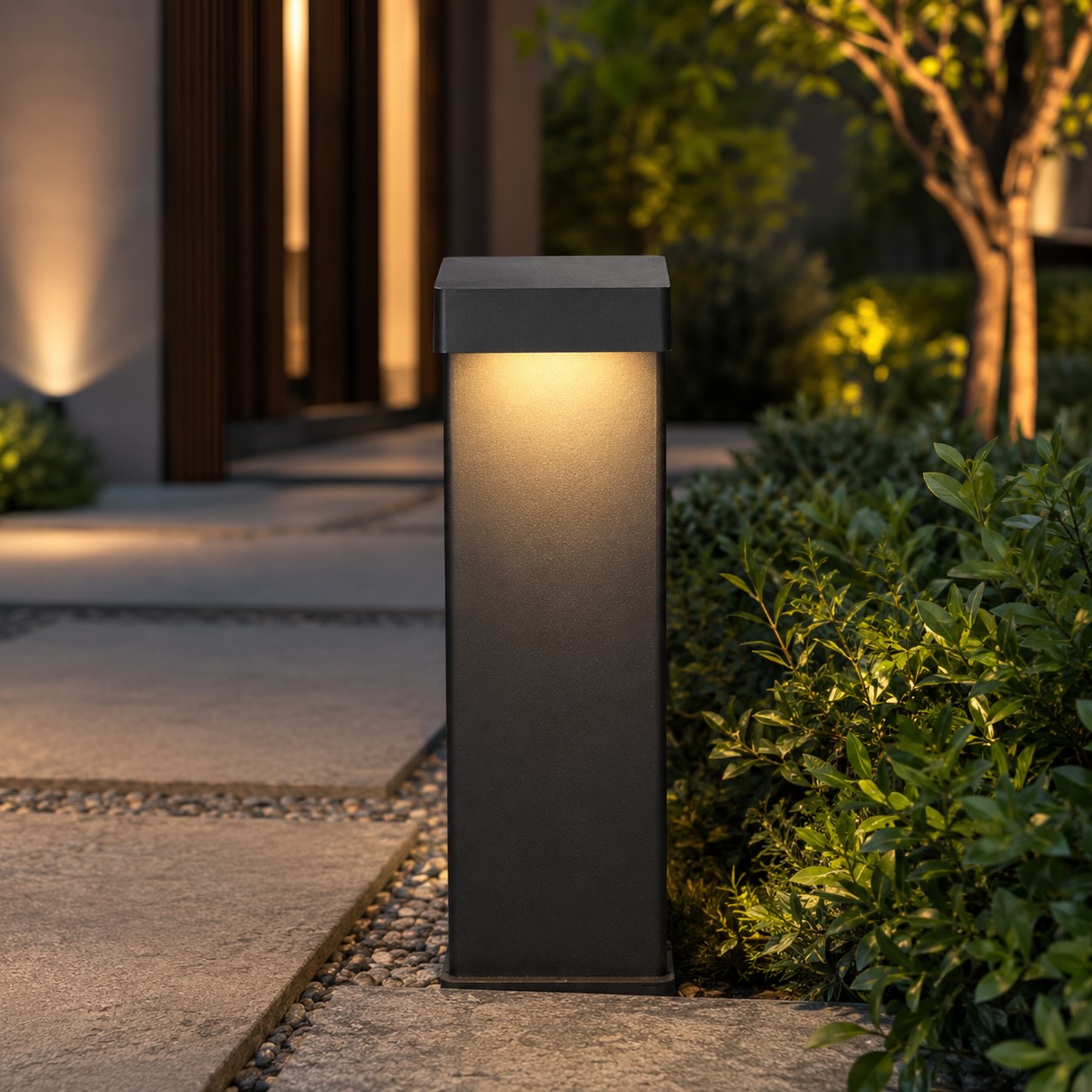 Solar Outdoor Lights Modern Landscape Light Adjustable Height Aluminum Glass LED IP65