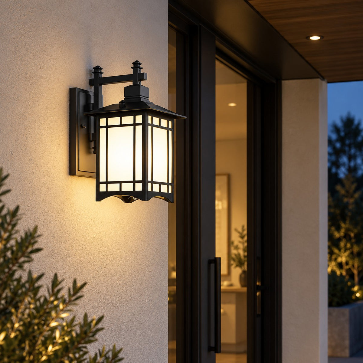 Modern Outdoor Wall Lantern Wall Mounted Die-Cast Aluminum Glass LED Light with Solar and Hardwired Options