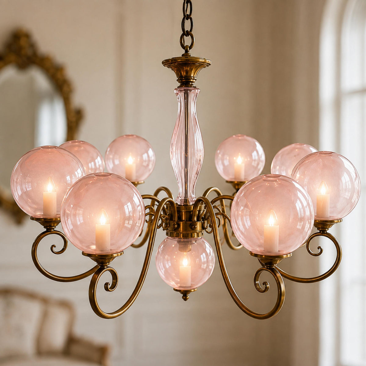 Modern Glass Chandelier Hanging Light Fixture Adjustable Height LED Compatible for Dining Room