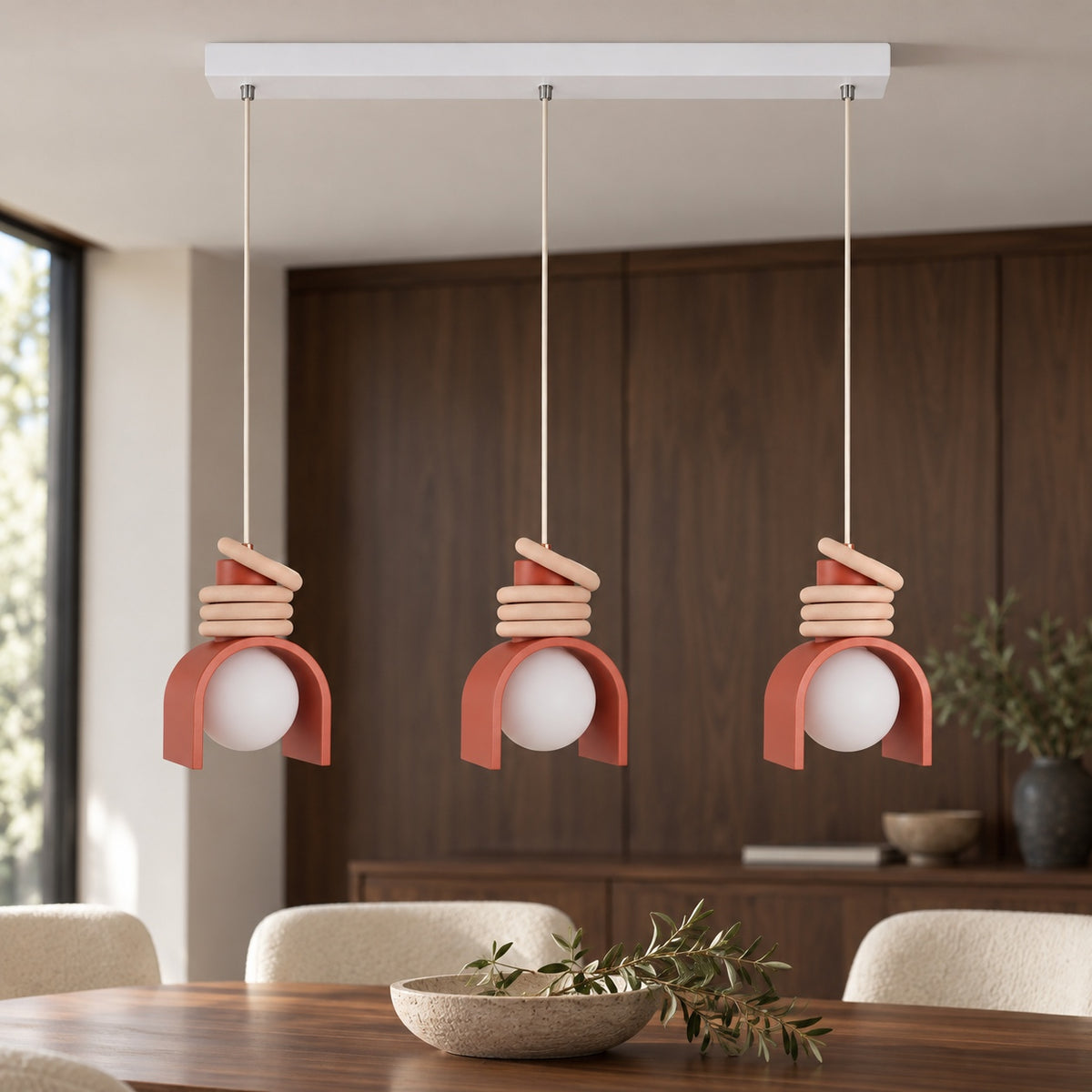 Modern Glass Pendant Light Adjustable Height Hanging Fixture LED for Kitchen Lighting