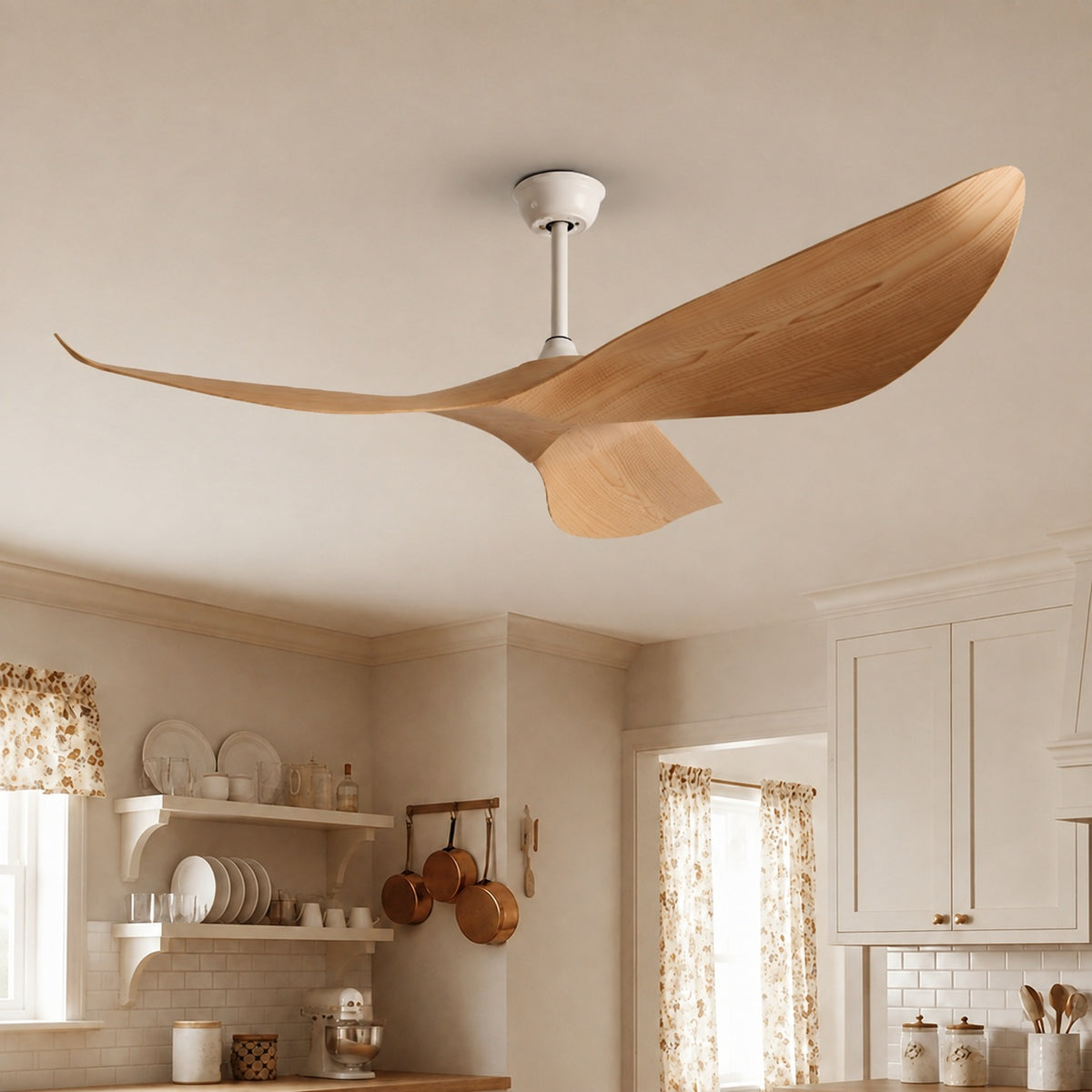 Modern Black Flush Mount Ceiling Fan with ABS Blades and 6-Speed DC Motor for Quiet Airflow