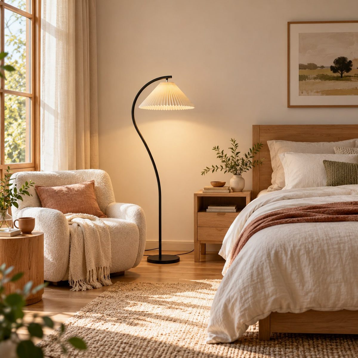 Modern Floor Lamp Adjustable Metal Base LED Lighting 50 to 70 Inches Height