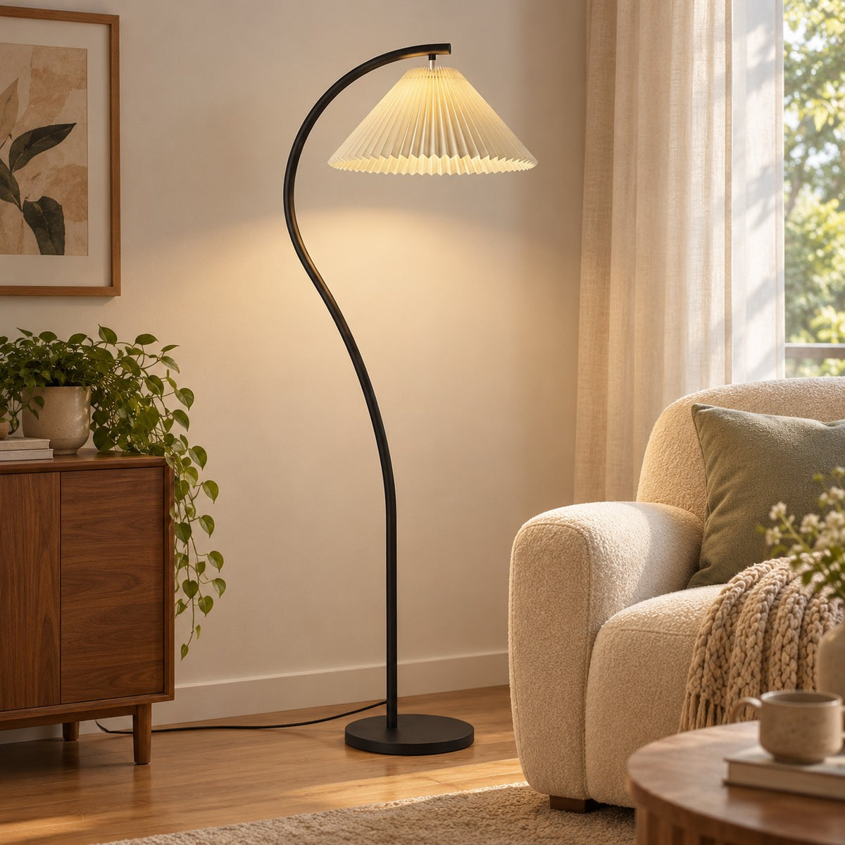 Modern Floor Lamp Adjustable Metal Base LED Lighting 50 to 70 Inches Height