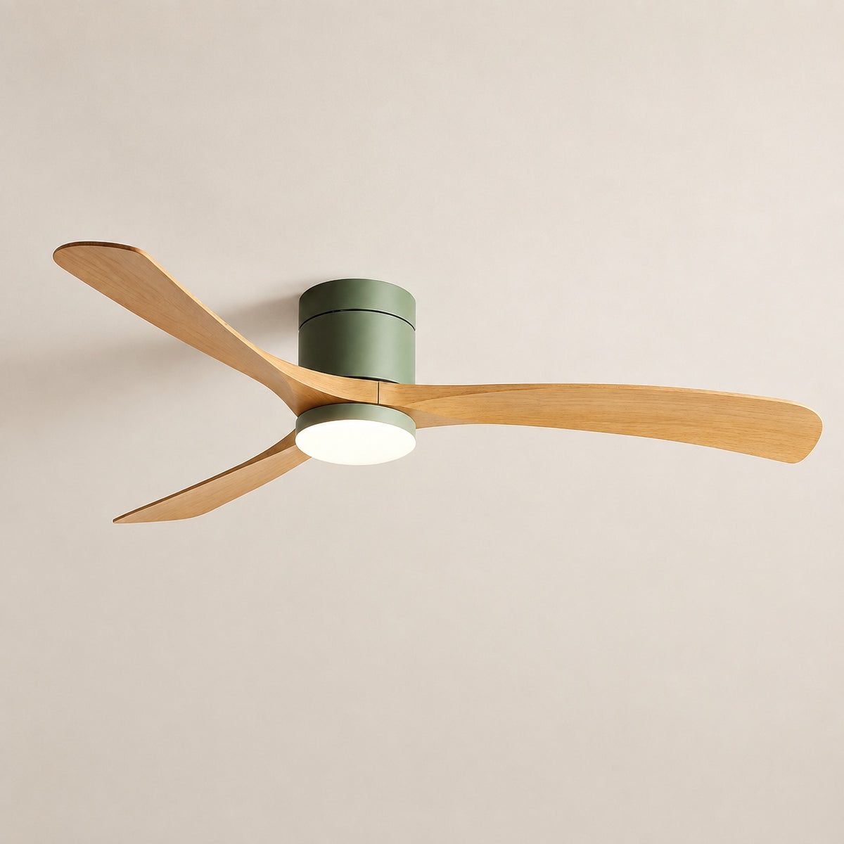 Modern Flush Mount Ceiling Fan with LED Light DC Motor 2400 Lumens Adjustable Color Temperature