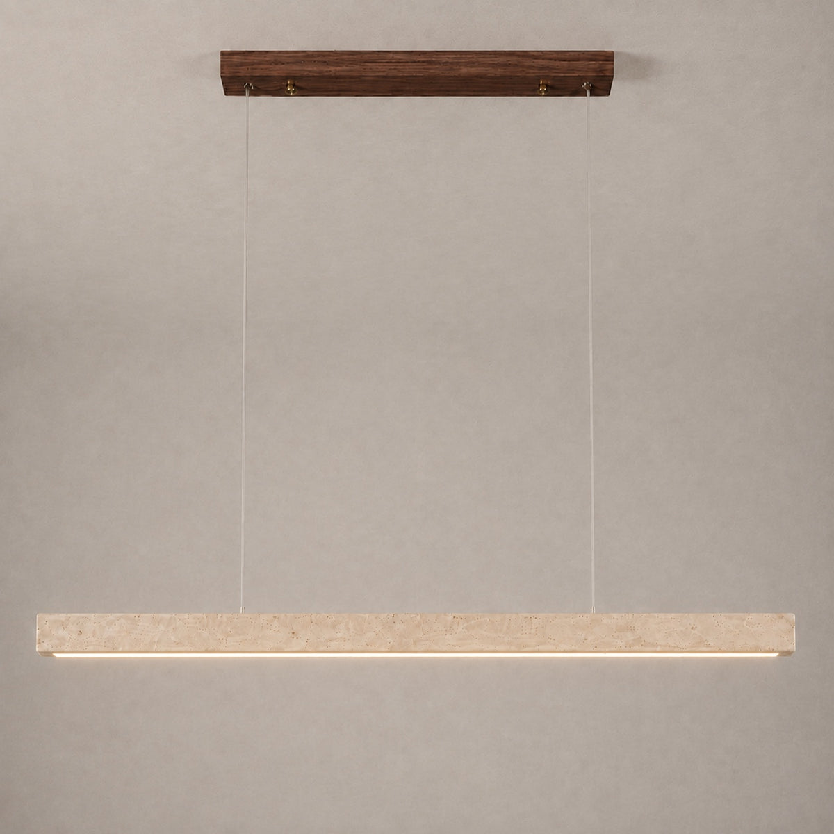 Modern Pendant Lamp Adjustable Height LED Lighting Travertine Shade for Kitchen Island