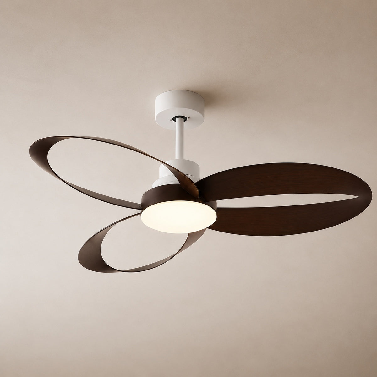 Modern Minimalist Flush Mount Ceiling Fan with LED Light and 6-Speed DC Motor