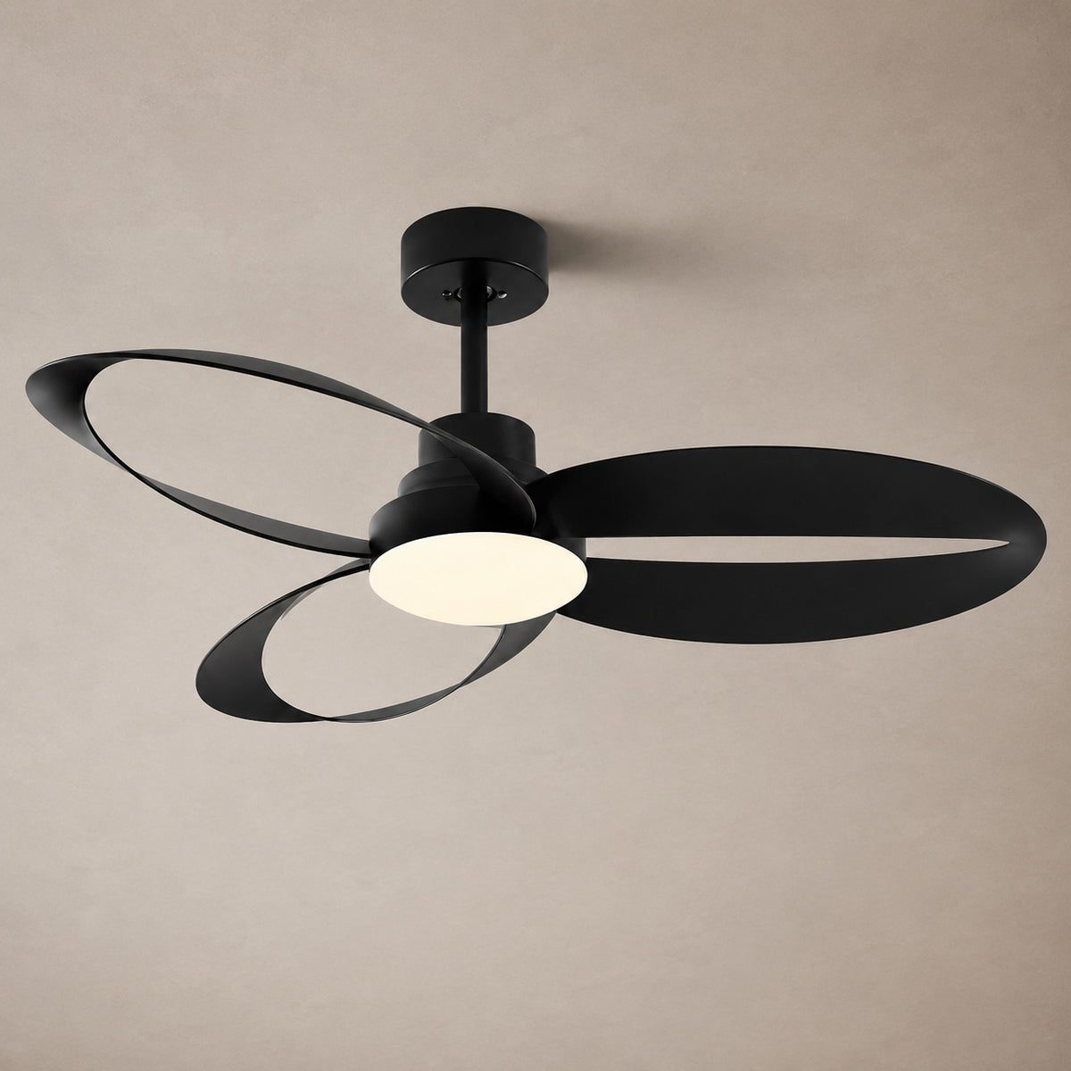 Modern Minimalist Flush Mount Ceiling Fan with LED Light and 6-Speed DC Motor