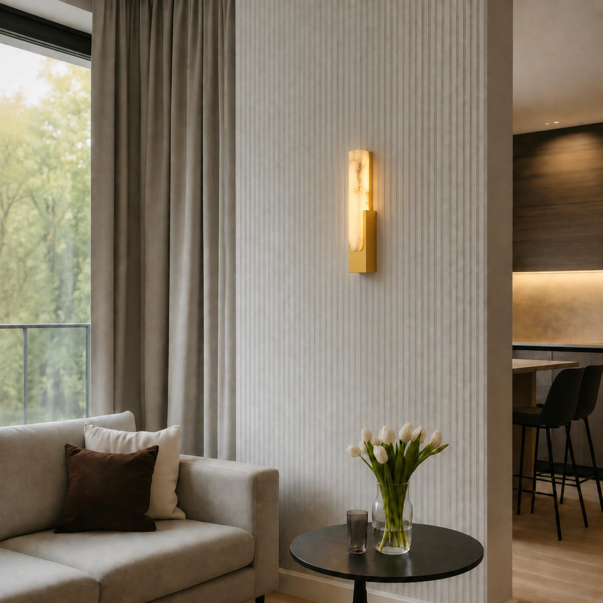 Modern Wall Light Alabaster Flush Mount Integrated LED Sconce for Indoor Use