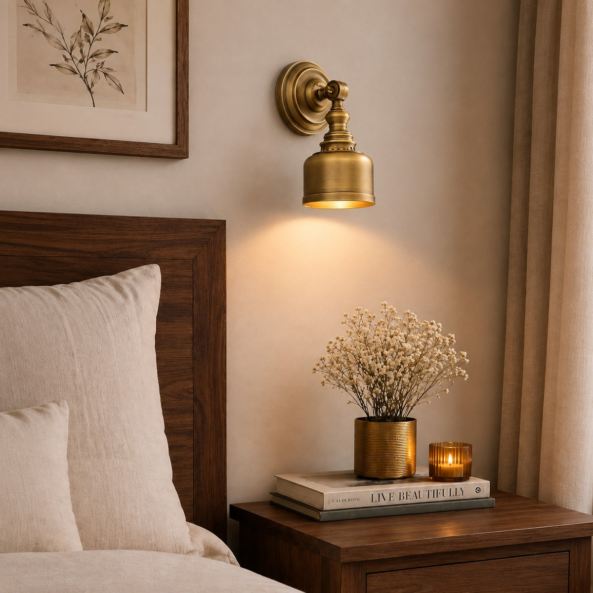 Modern Minimalist Wall Light Wall Mounted Solid Brass LED Compatible Sconce for Indoor Use