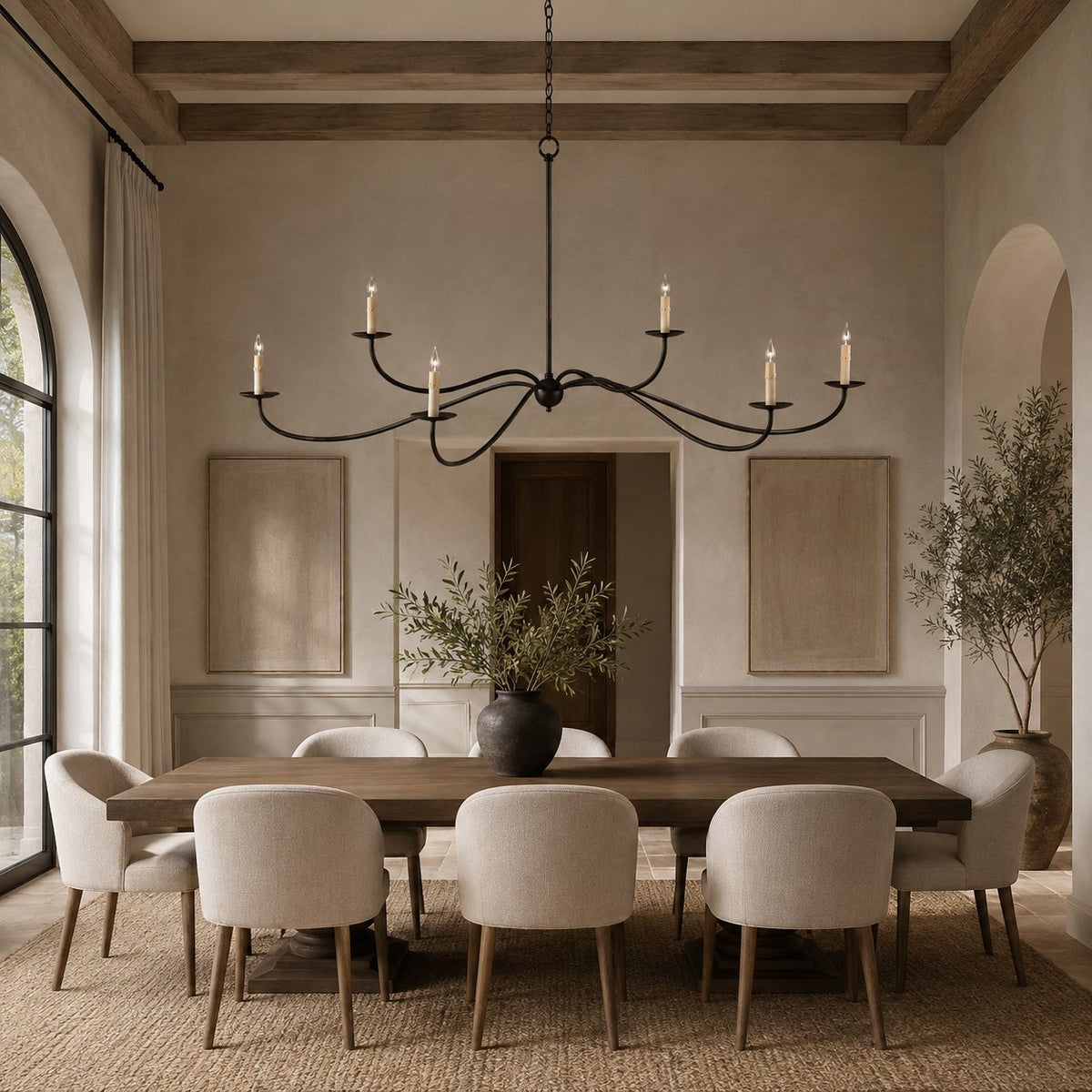Modern Iron Chandelier Light Hanging Fixture with Adjustable Height for Dining Room