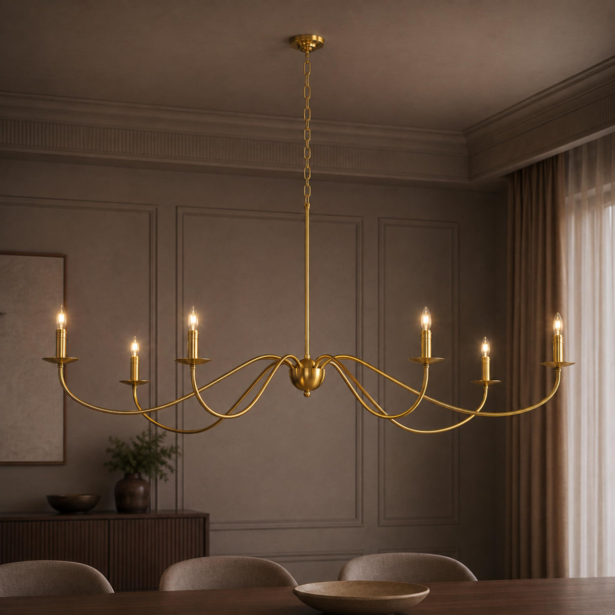 Modern Iron Chandelier Light Hanging Fixture with Adjustable Height for Dining Room
