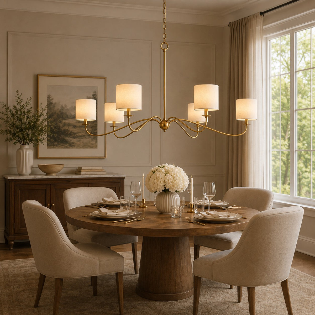 Modern Iron Chandelier Light Hanging Fixture with Adjustable Height for Dining Room