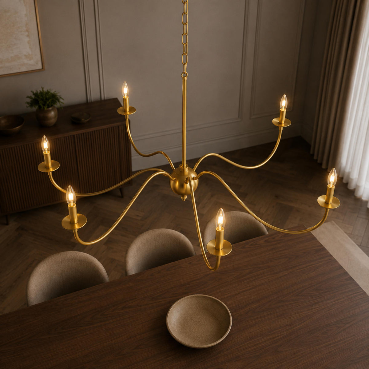Modern Iron Chandelier Light Hanging Fixture with Adjustable Height for Dining Room