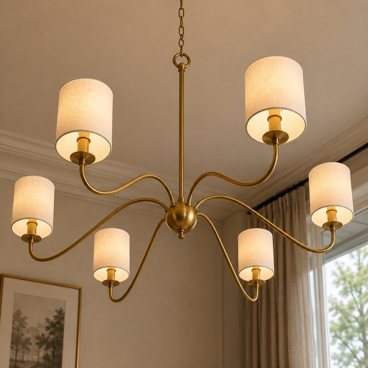 Modern Iron Chandelier Light Hanging Fixture with Adjustable Height for Dining Room