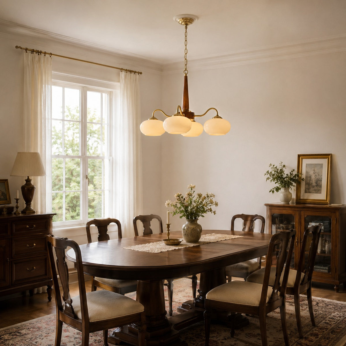 Modern Chandelier Light with Adjustable Hanging Chain Glass and Brass 3 4 6 Heads for Dining Room