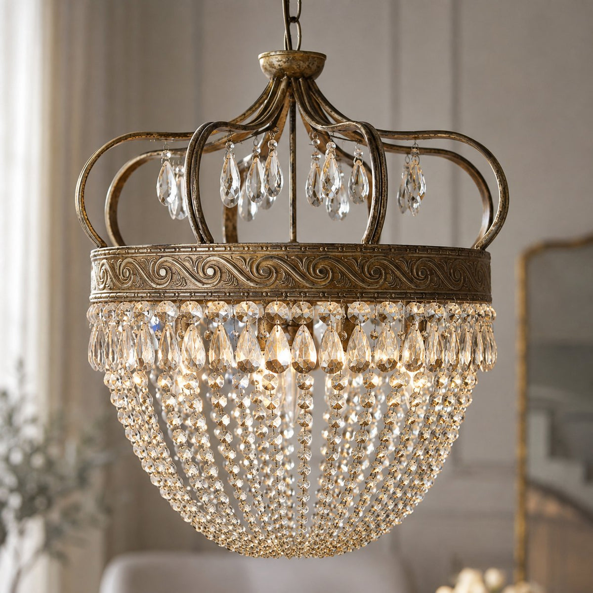 Modern Tear Drop Chandelier Hanging Light Adjustable Glass LED Fixture for Dining Room