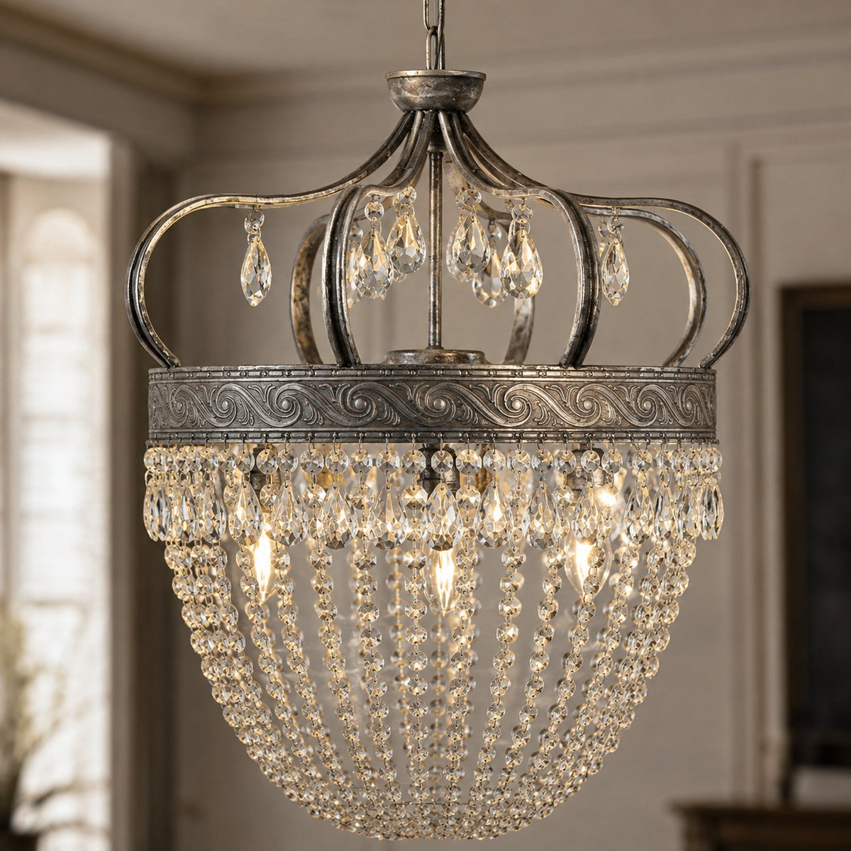 Modern Tear Drop Chandelier Hanging Light Adjustable Glass LED Fixture for Dining Room