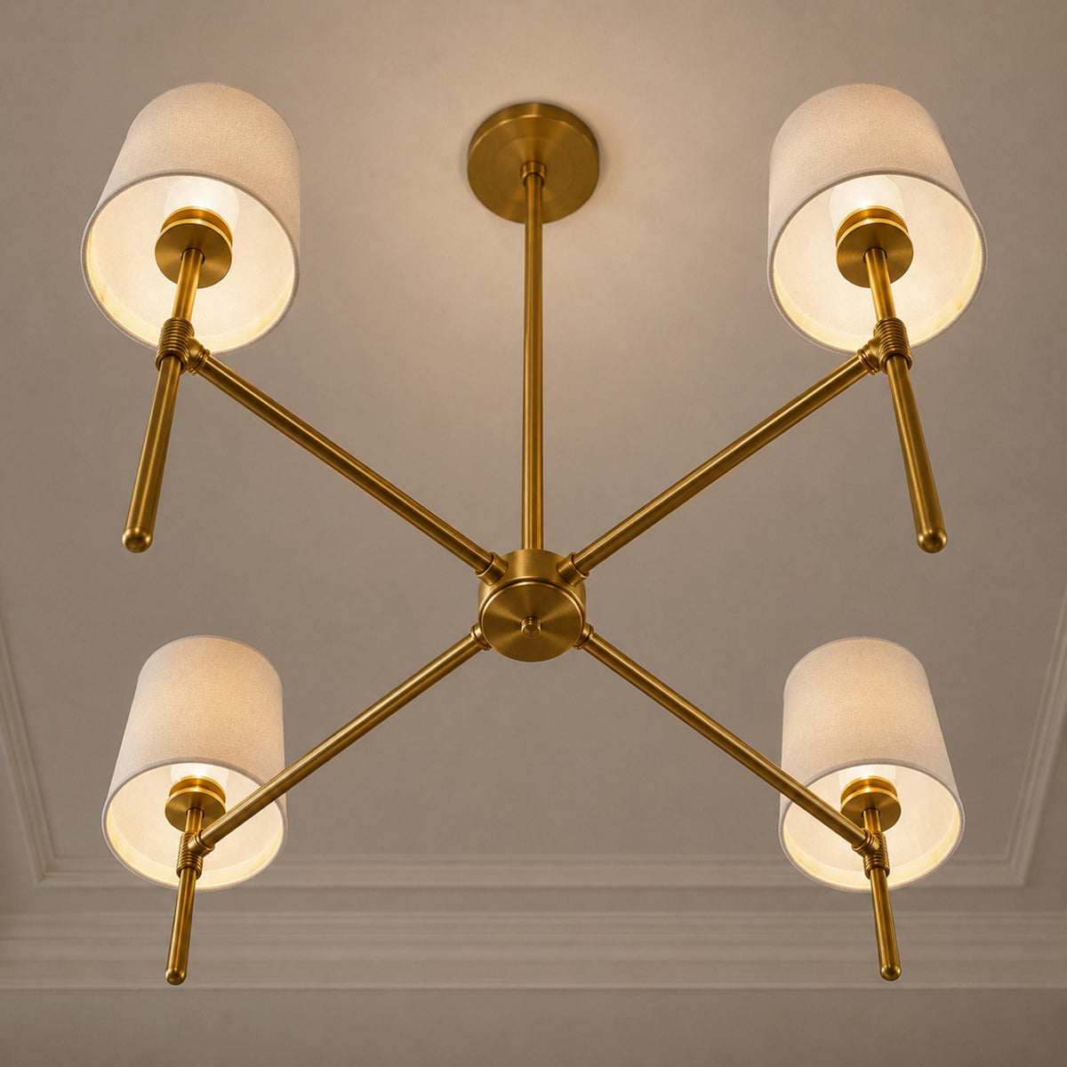 Modern Chandelier Light Flush Mount Metal Glass Adjustable LED 5 Light Fixture