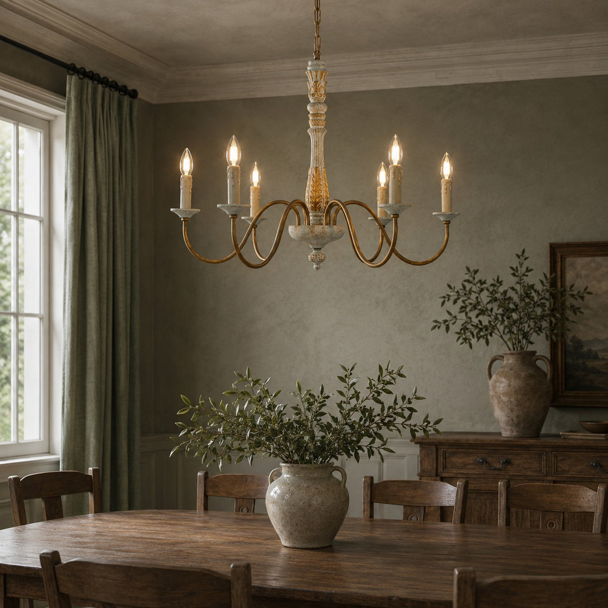 Modern Chandelier Light Hanging Fixture Metal Frame with Adjustable Height Glass Shades 5 Light