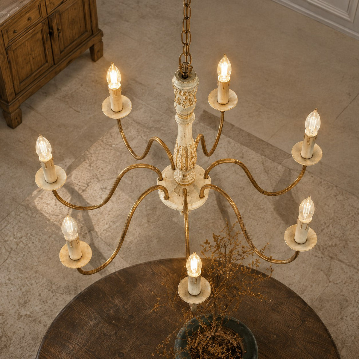 Modern Chandelier Light Hanging Fixture Metal Frame with Adjustable Height Glass Shades 5 Light