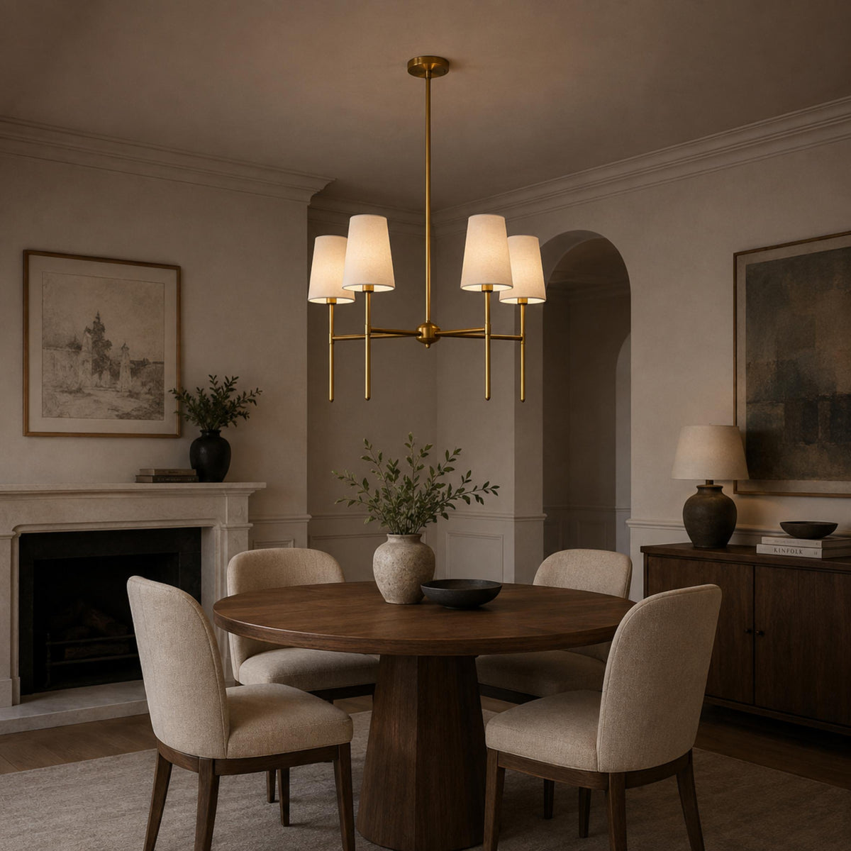 Modern Chandelier Light Flush Mount Metal Glass Adjustable LED 5 Light Fixture