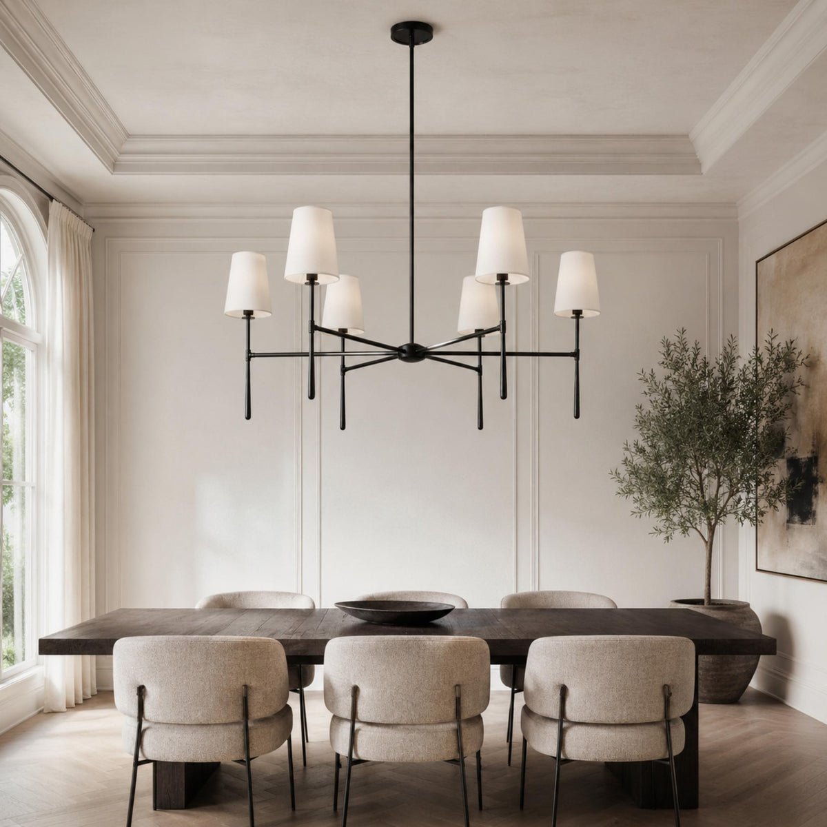 Modern Chandelier Light Flush Mount Metal Glass Adjustable LED 5 Light Fixture