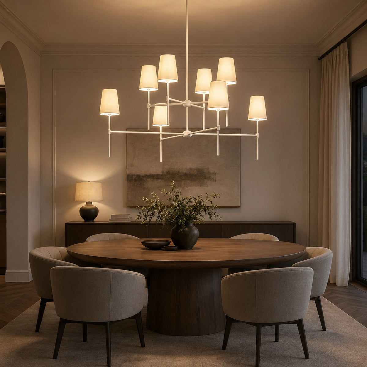 Modern Chandelier Light Flush Mount Metal Glass Adjustable LED 5 Light Fixture