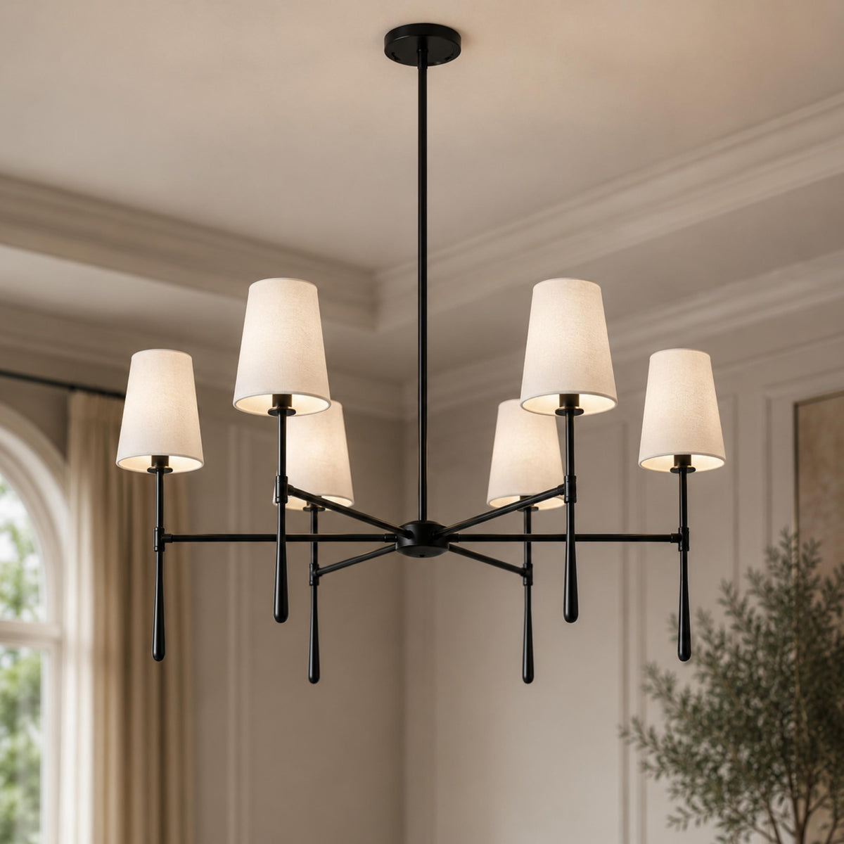 Modern Chandelier Light Flush Mount Metal Glass Adjustable LED 5 Light Fixture