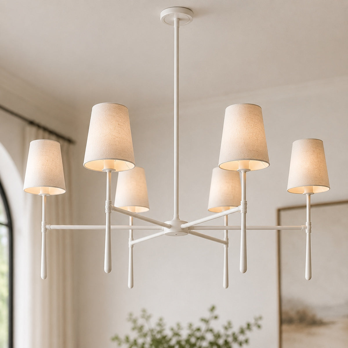 Modern Chandelier Light Flush Mount Metal Glass Adjustable LED 5 Light Fixture