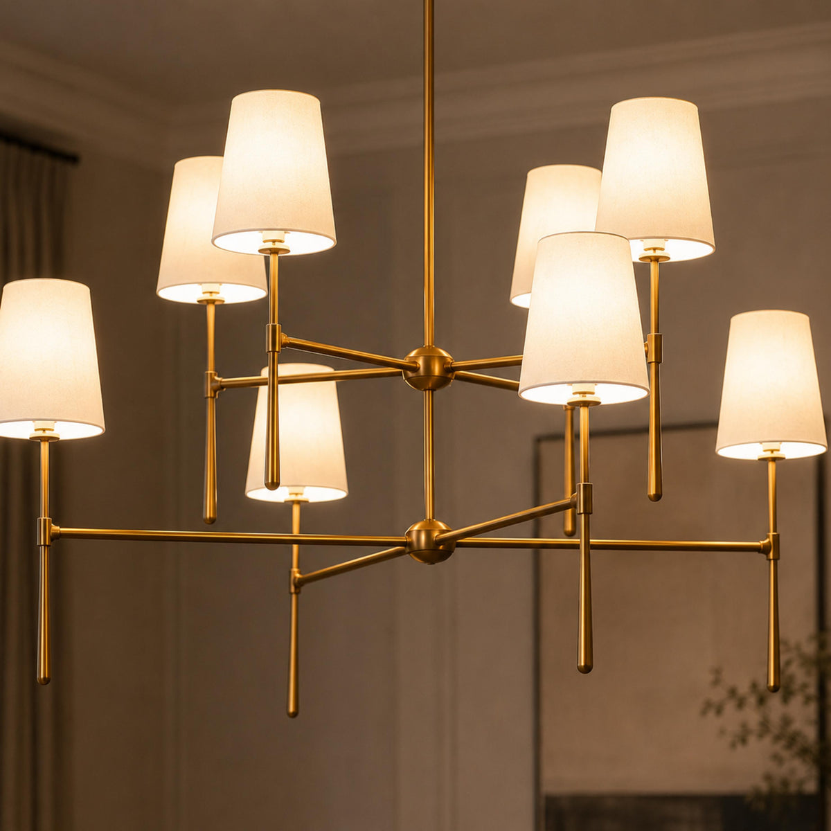 Modern Chandelier Light Flush Mount Metal Glass Adjustable LED 5 Light Fixture