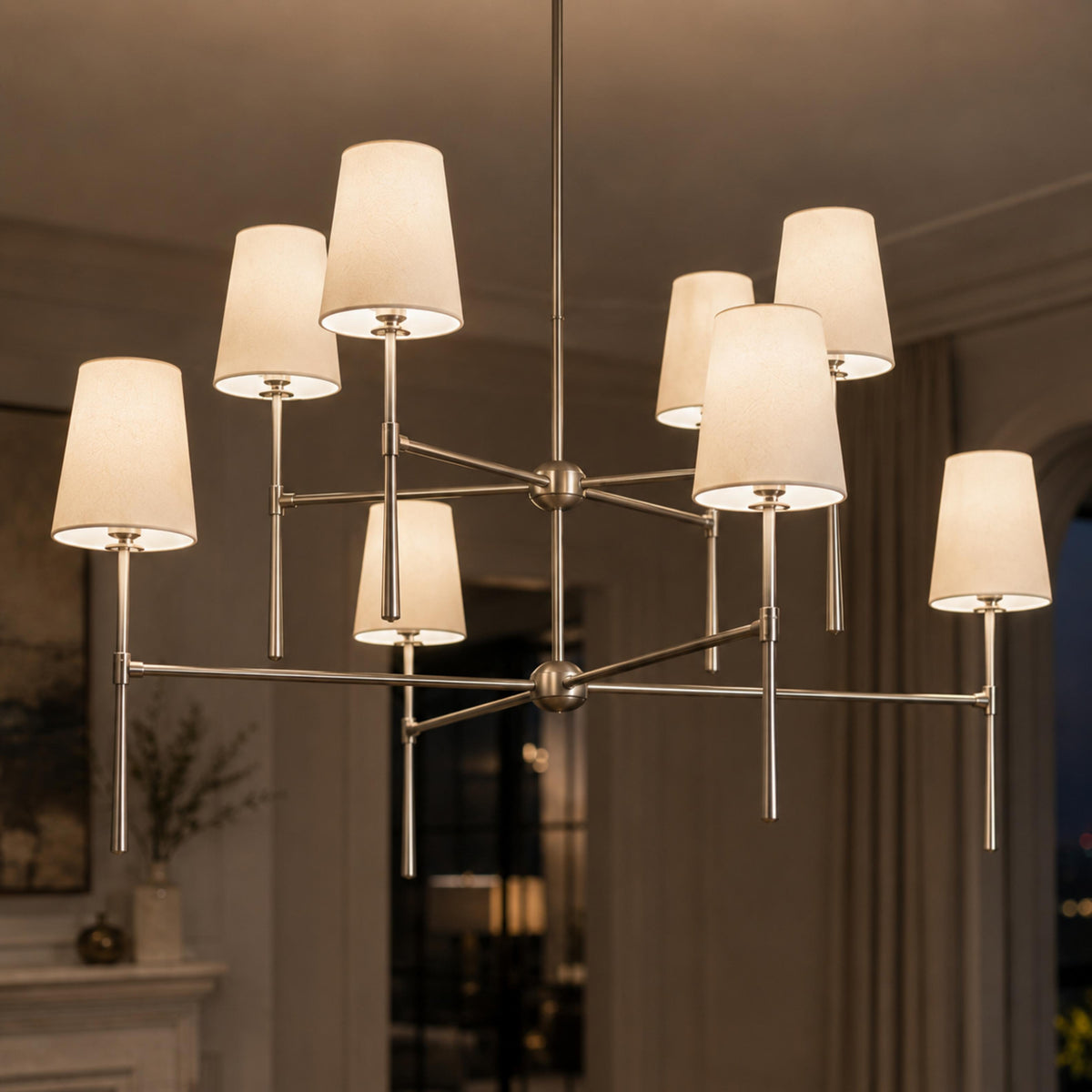 Modern Chandelier Light Flush Mount Metal Glass Adjustable LED 5 Light Fixture