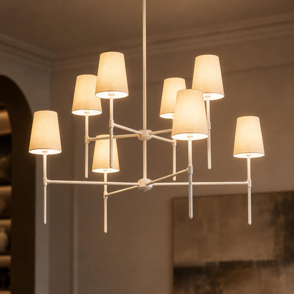 Modern Chandelier Light Flush Mount Metal Glass Adjustable LED 5 Light Fixture